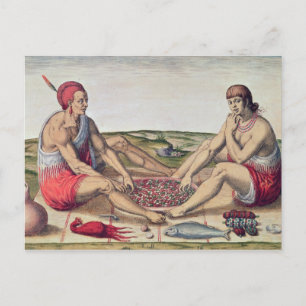 Amerikanische Ureinwohner essen Postkarte