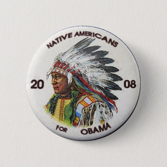 Amerikanische Ureinwohner für Obama-Knopf Button (Vorderseite)