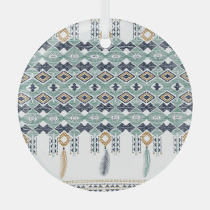 Amerikanische Ureinwohner Geometrie Nahtlose Grenz Ornament Aus Glas