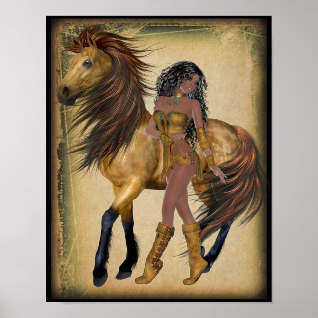 Amerikanische Ureinwohner Princess and Horst Poste Poster (Vorne)