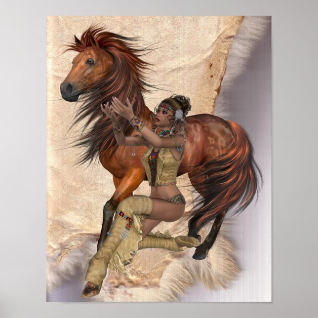 Amerikanische Ureinwohner Princess and Horst Poste Poster (Vorne)