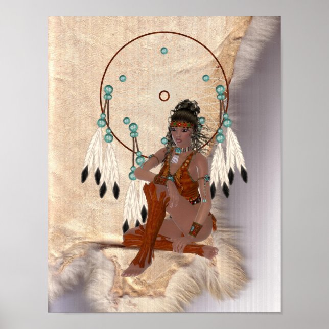 Amerikanische Ureinwohner Princess Dream Catcher P Poster (Vorne)
