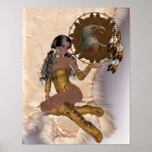 Amerikanische Ureinwohner Princess Eagle Mandala P Poster (Vorne)