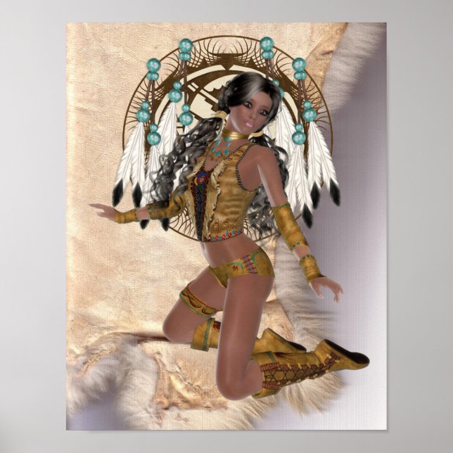 Amerikanische Ureinwohner Princess Mandala Poster (Vorne)
