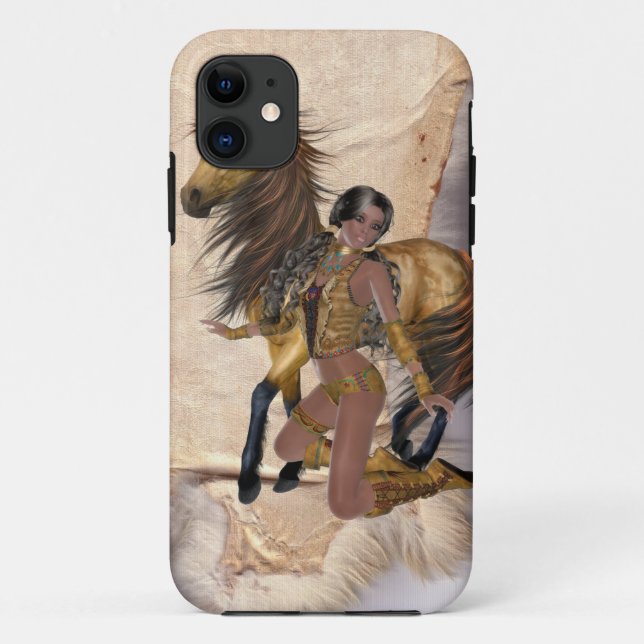 Amerikanische Ureinwohner Prinzessin und Pferd Case-Mate iPhone Hülle (Rückseite)