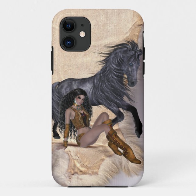Amerikanische Ureinwohner Prinzessin und Schwarzes Case-Mate iPhone Hülle (Rückseite)