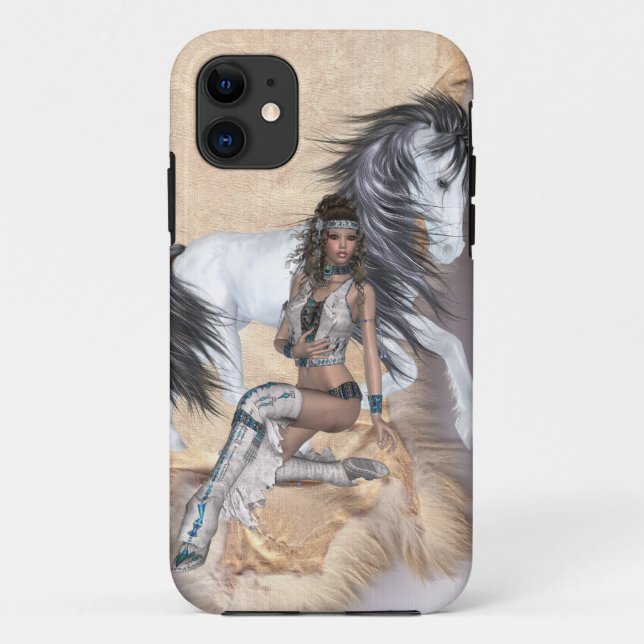 Amerikanische Ureinwohner Prinzessin und Weißpferd Case-Mate iPhone Hülle (Rückseite)