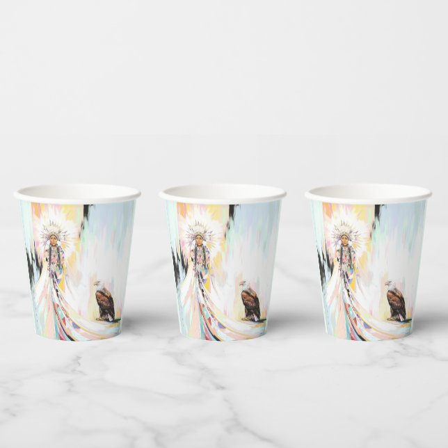 Amerikanische Ureinwohner und Adler Pappbecher (Multi)