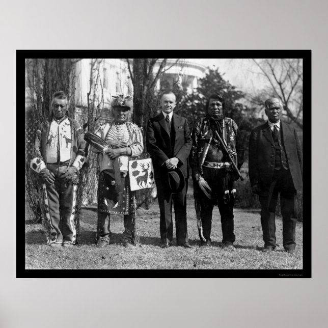 Amerikanische Ureinwohner und Präsident Coolidge 1 Poster (Vorne)
