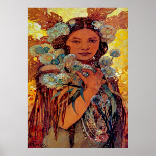 Amerikanische Ureinwohner von Alphonse Mucha Poster