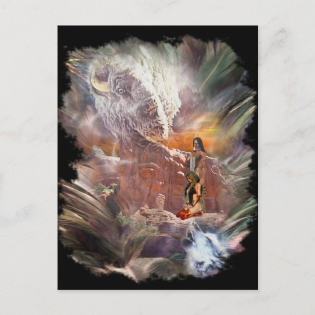 Amerikanische Ureinwohner Wedding Night Vignette Postkarte (Vorderseite)