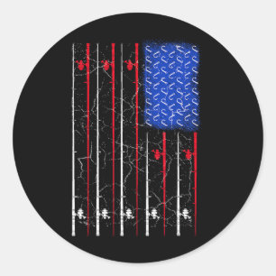 Amerikanische US-Flagge Angelrute Top Runder Aufkleber