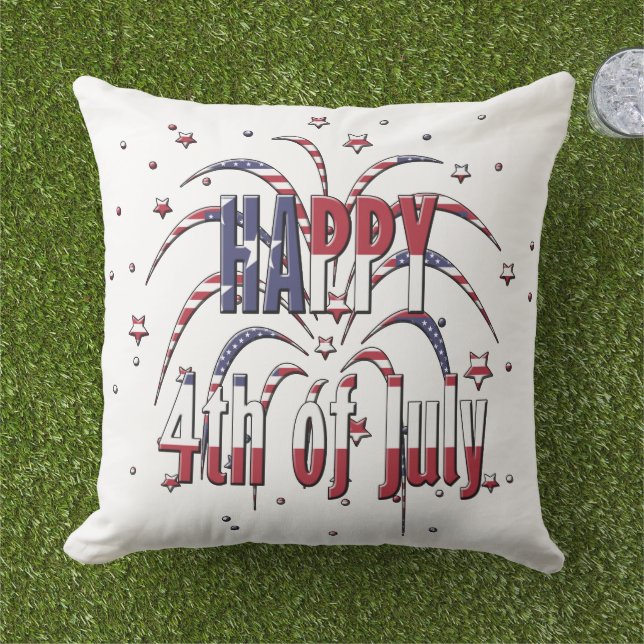 Amerikanische US Flagge Happy 4. Juli Kissen (Gras)