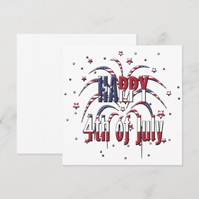 Amerikanische US Flagge Happy 4. Juli Mitteilungskarte (Vorne/Hinten)