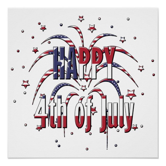Amerikanische US Flagge Happy 4. Juli Poster (Vorderseite)