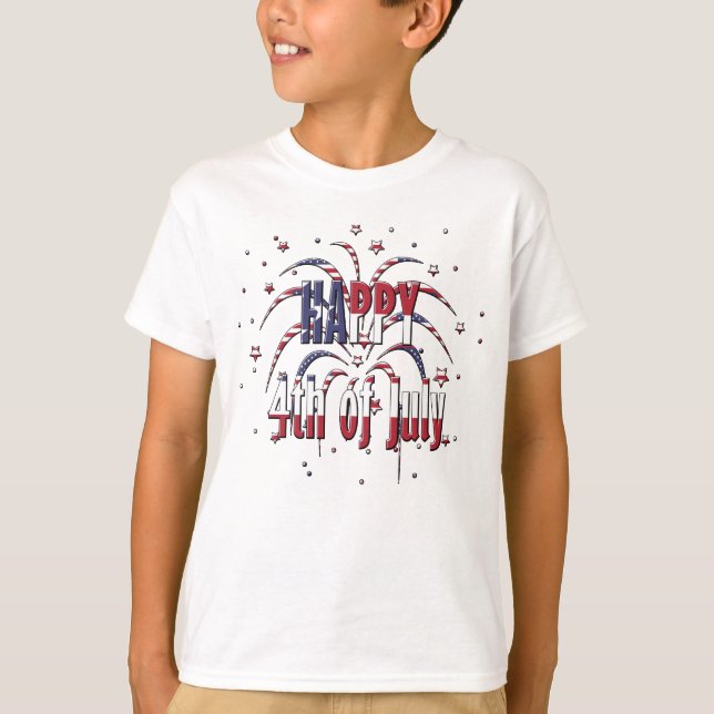 Amerikanische US Flagge Happy 4. Juli T-Shirt (Vorderseite)