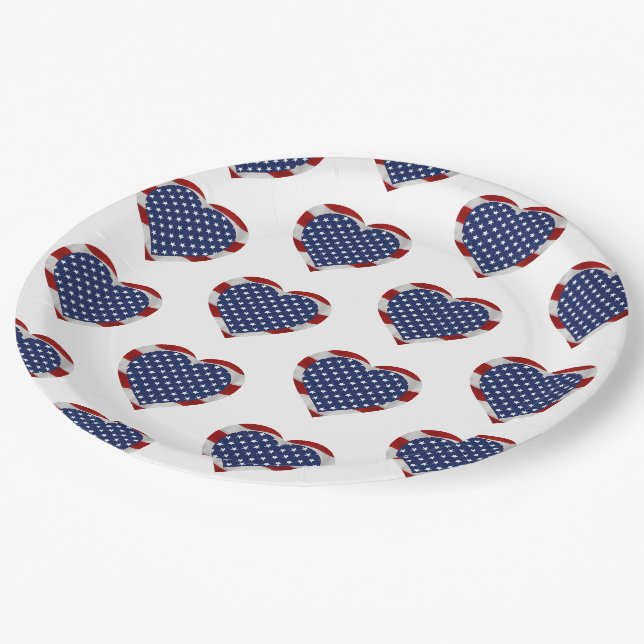 Amerikanische US Flagge hören Patriotic Pappteller (Schrägansicht)