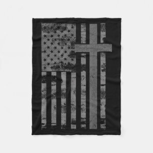 Amerikanische USA-Flagge Christlicher Glaube Kreuz Fleecedecke