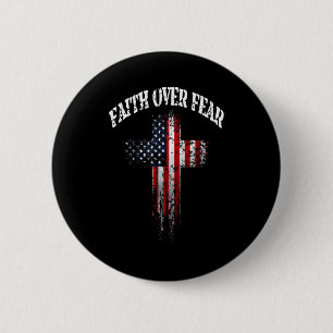 Amerikanische USA-Flagge Christliches Kreuz Glaube Button