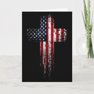 Amerikanische USA-Flagge Christliches Kreuz Karte