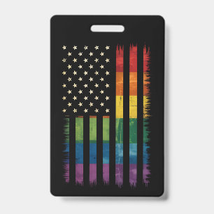 Amerikanische USA-Flagge Regenbogen Stolz Schwul L Ausweis