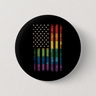 Amerikanische USA-Flagge Regenbogen Stolz Schwul L Button