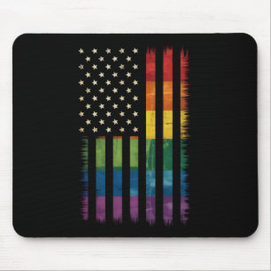 Amerikanische USA-Flagge Regenbogen Stolz Schwul L Mousepad