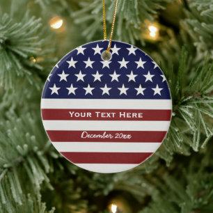 Amerikanische USA-Flaggen-patriotische am 4. Juli Keramikornament