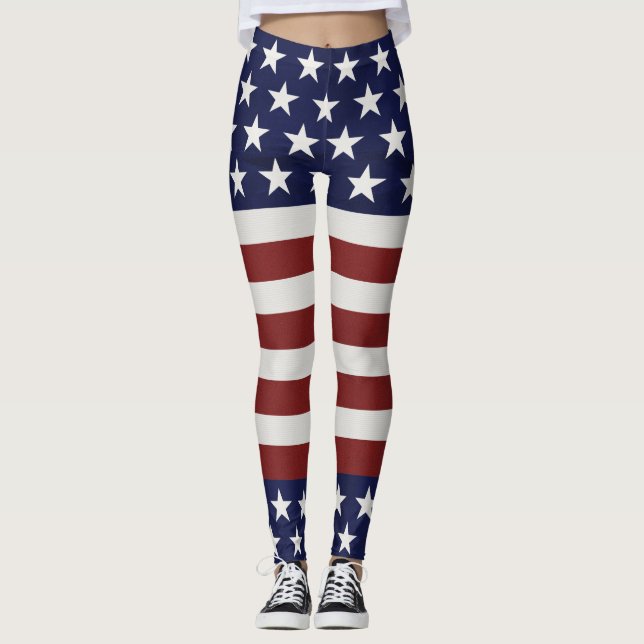 Amerikanische USA-Flaggen-patriotische am 4. Juli Leggings (Vorderseite)