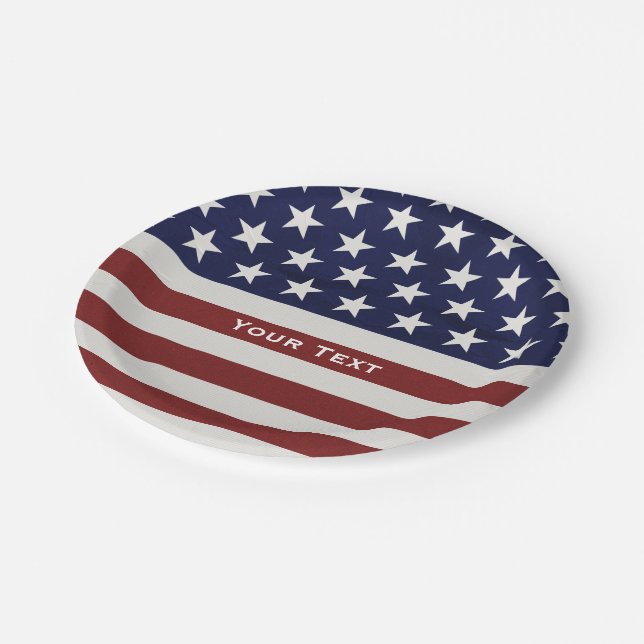 Amerikanische USA-Flaggen-patriotische am 4. Juli Pappteller (Schrägansicht)