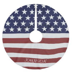 Amerikanische USA-Flaggen-patriotische am 4. Juli Polyester Weihnachtsbaumdecke