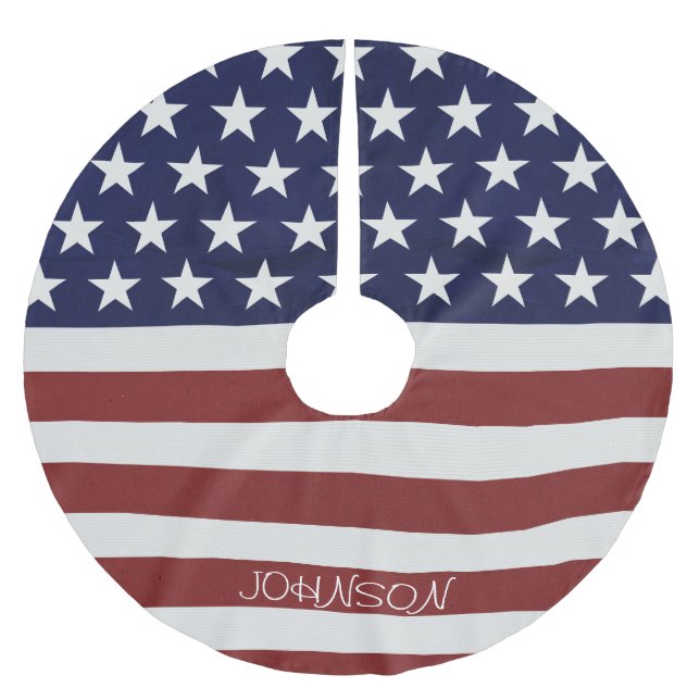 Amerikanische USA-Flaggen-patriotische am 4. Juli Polyester Weihnachtsbaumdecke (Vorderseite)