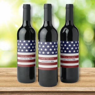Amerikanische USA-Flaggen-patriotische am 4. Juli Weinetikett