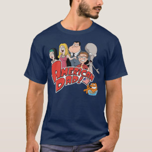 Amerikanische Vater-Familie mit Logo T-Shirt