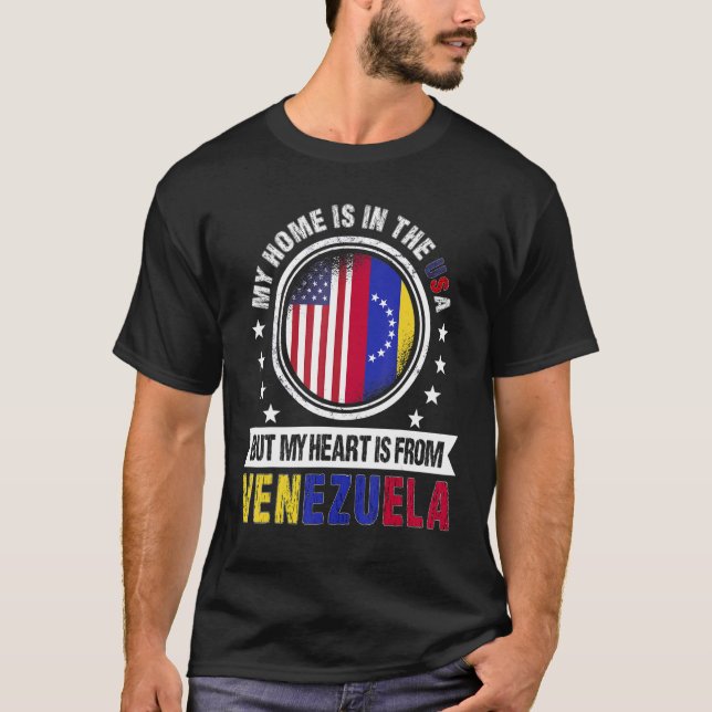 Amerikanische venezolanische Flagge Herz Venezuela T-Shirt (Vorderseite)