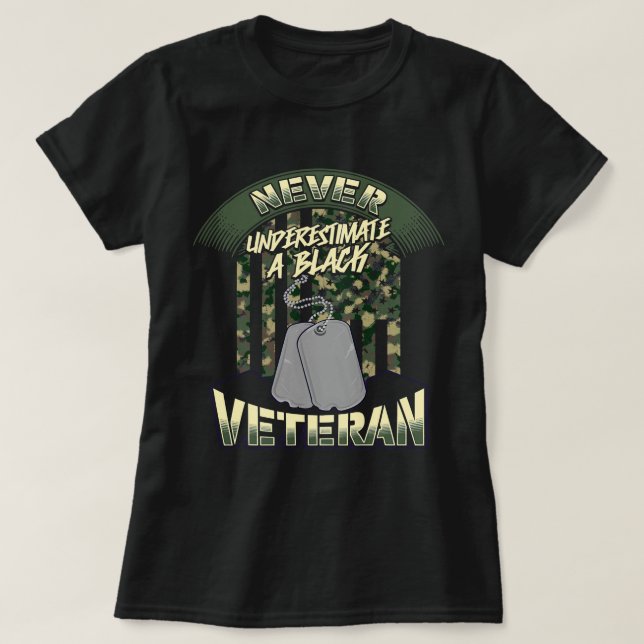 Amerikanische Veteranen der schwarzen Armee T-Shirt (Design vorne)