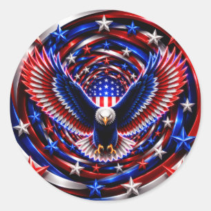 Amerikanische Visionsspirale – Patriotischer Adler Runder Aufkleber