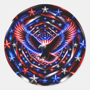 Amerikanische Visionsspirale – Patriotischer Adler Runder Aufkleber