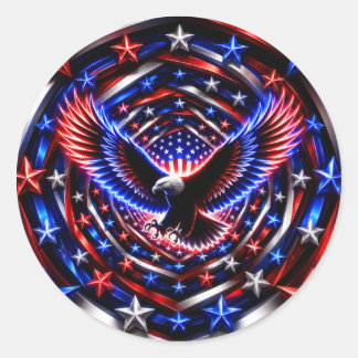 Amerikanische Visionsspirale – Patriotischer Adler Runder Aufkleber