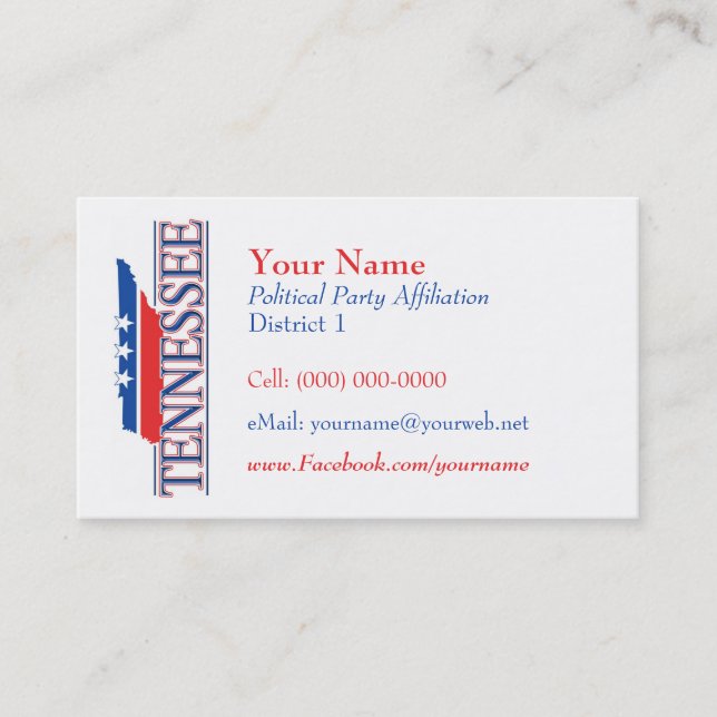 Amerikanische Visitenkarten - Tennessee Visitenkarte (Vorderseite)