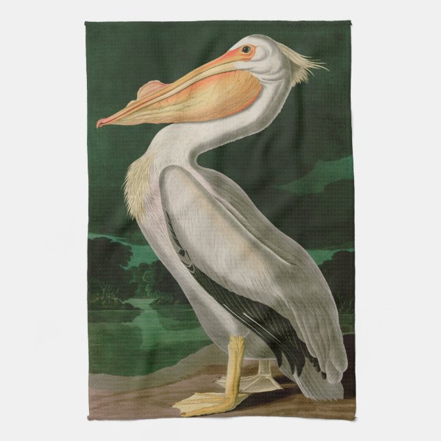 Amerikanische Vögel des Weißen Pelikans Geschirrtuch (Vertikal)