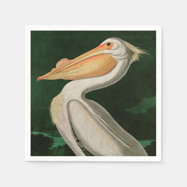 Amerikanische Vögel des Weißen Pelikans Serviette (Vorderseite)