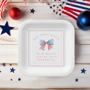 Amerikanische Wasserfarbe-Schleife zum 4. Juli BBQ Pappteller