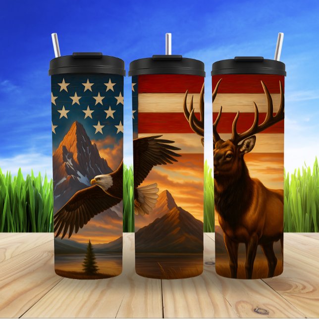 Amerikanische Wildnis, majestätische Symbole Thermosbecher (Von Creator hochgeladen)