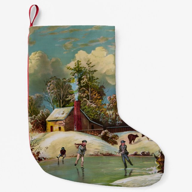 Amerikanische Winter-Leben-Weihnachtsszene Kleiner Weihnachtsstrumpf (Vorderseite)