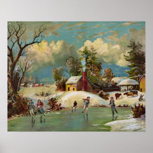 Amerikanische Winter-Leben-Weihnachtsszene Poster