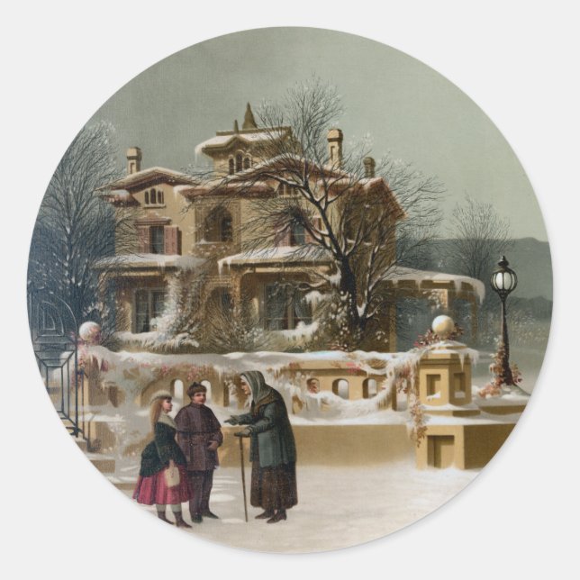 Amerikanische Winterlandschaft Runder Aufkleber (Vorderseite)