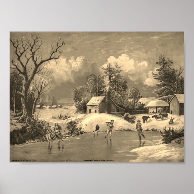 Amerikanische Winterzeit mit Sepia-Filter Poster (Vorne)