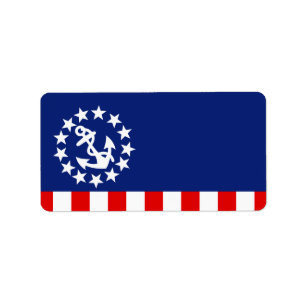 Amerikanische Yacht-nautischflagge ist am Adressaufkleber