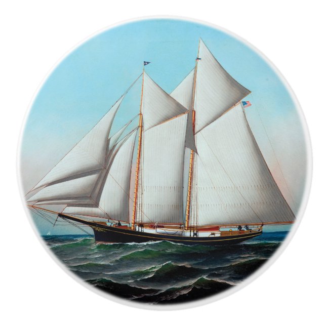 Amerikanische Yacht von Antonio Jacobsen Keramikknauf (Vorderseite)